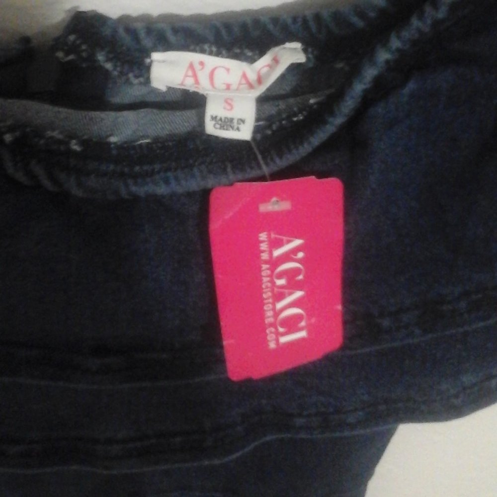 "NWT" Dark Denim Off The Shoulder Ruffled Jumpsuit - Picture 2 of 7